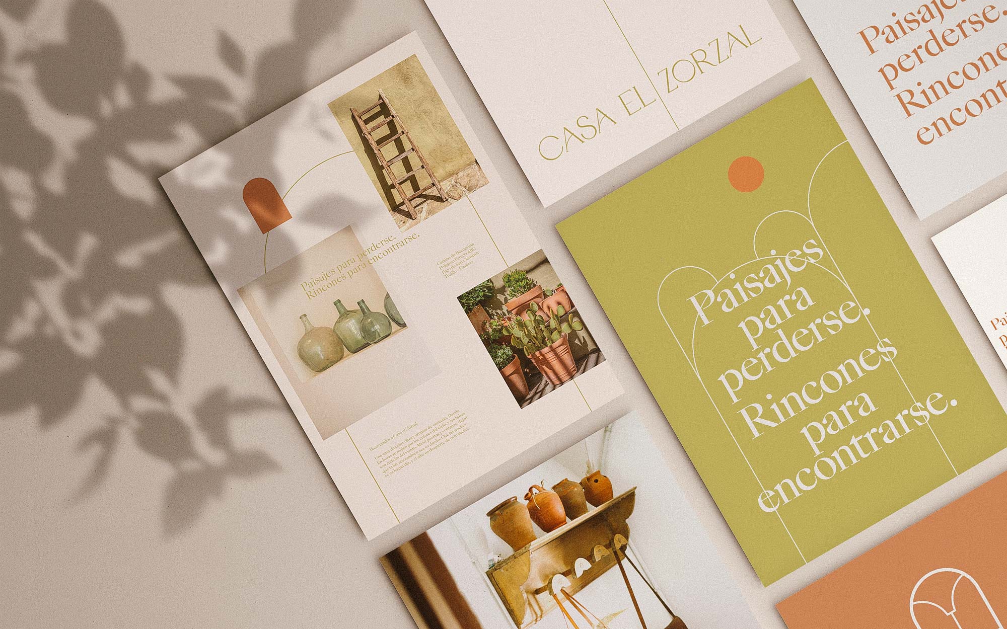Corporate Identity, Flyer, Visitenkarten und Magazin in schöne Farben für Casa el Zorzal in Extremadura, Spanien